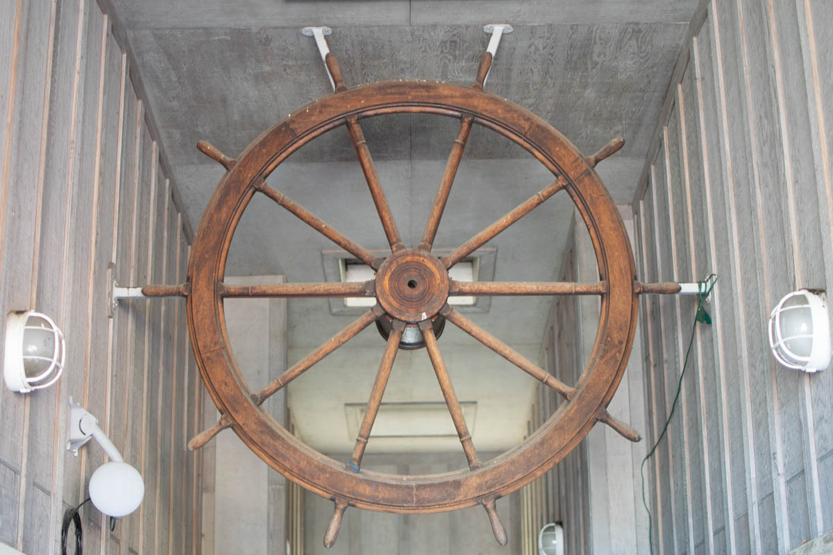 a decorative ship wheel